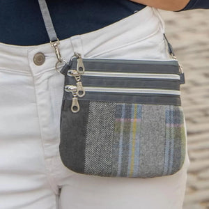 Earth Squared 3 Zip Pouch Bag in Luffness Tweed: Complements Chic White Trousers.