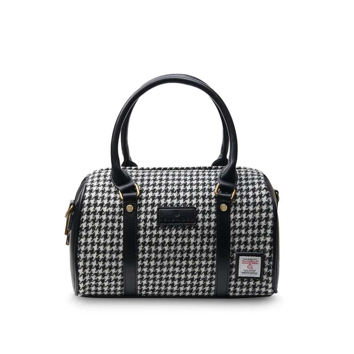 New Scotland buy Genuine Harris Tweed Wool Purse Bag Black Cream White Houndstooth