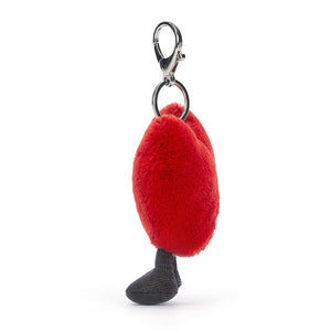 A side view of the Jellycat Amuseable Heart Bag Charm.