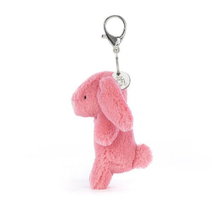 From the side the Jellycat Bashful Pink Bag Charm