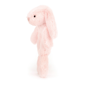 Developmental play with the Jellycat Bashful Pink Bunny Ring Rattle. Soft pink bunny rattle with inviting doughnut tummy that rattles for auditory stimulation.