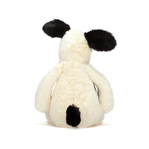 Jellycat Black & White Bashful Puppy from behind.