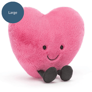 Large Jellycat Amuseable Hot Pink Heart Children's Soft Toy.