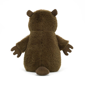 Rear image of the Jellycat Nippit Beaver children's soft toy.
