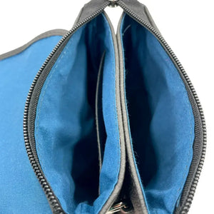 Inside the Harris Tweed mini crossbody shoulder bag.