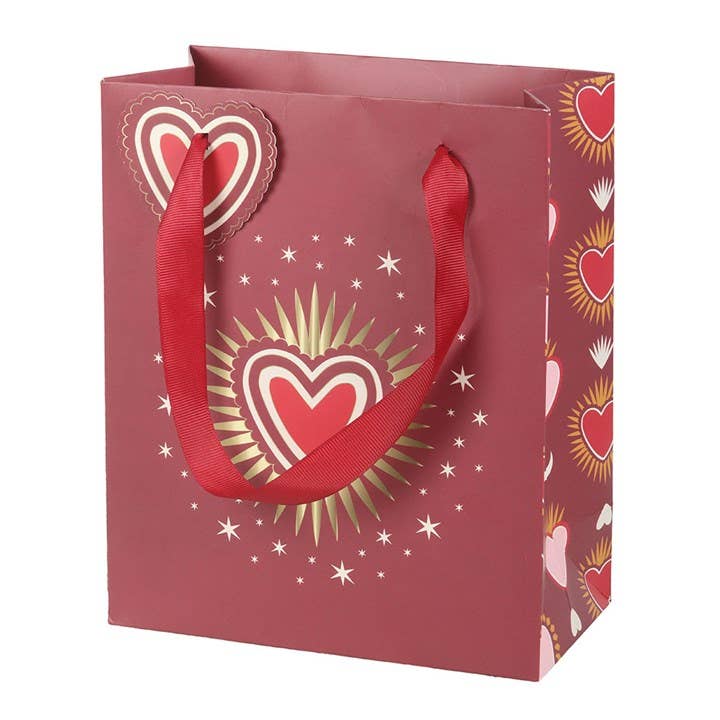 Front view of sacred heart Valentine gift bag