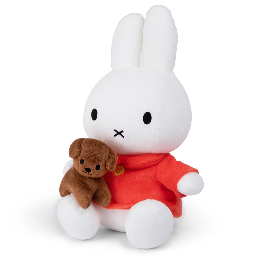 Miffy with Snuffy soft toy, side view