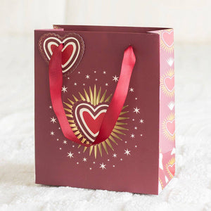 Sacred heart Valentine gift bag with bold red heart design