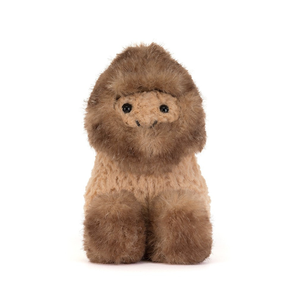 Jellycat Peanut Yeti soft toy detail of embroidered smile and hard eyes