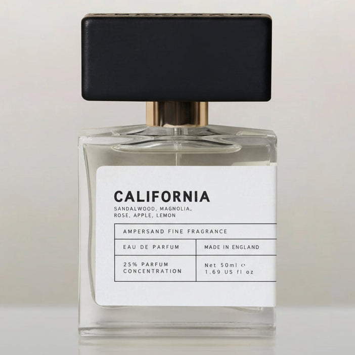 Ampersand California eau de parfum bottle on light grey background