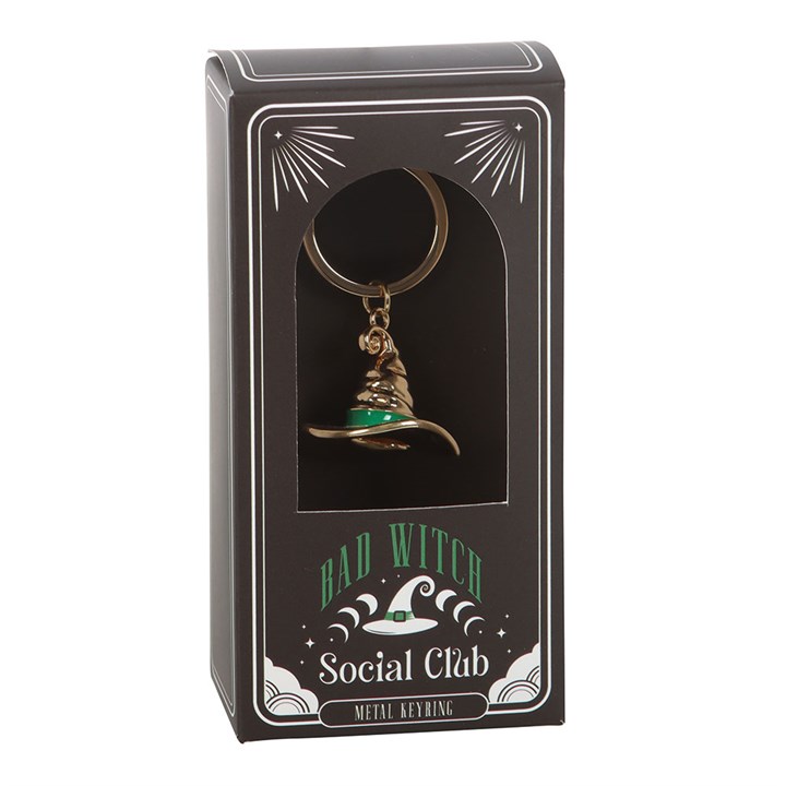 Bad Witch Social Club keyring in black gift box packaging.