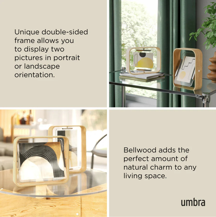 Umbra Bellwood desk frame natural showing double-sided feature