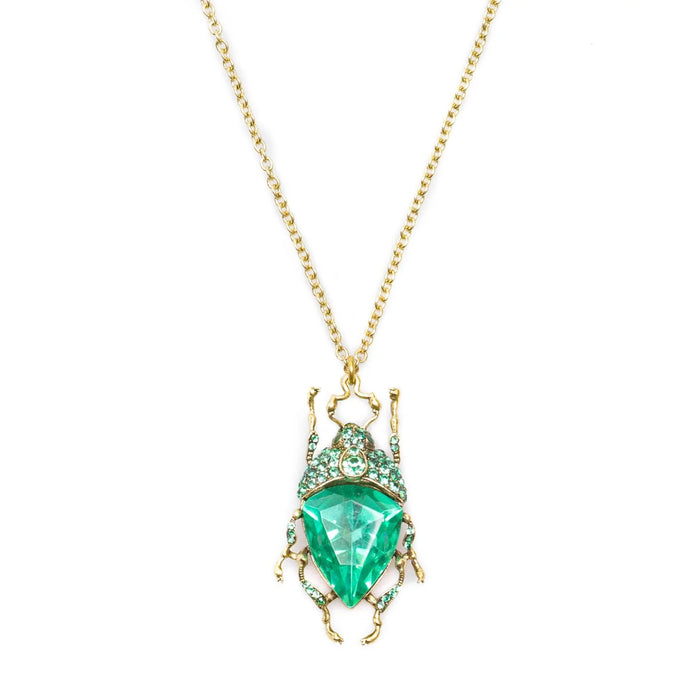Vintage Green Bug Necklace