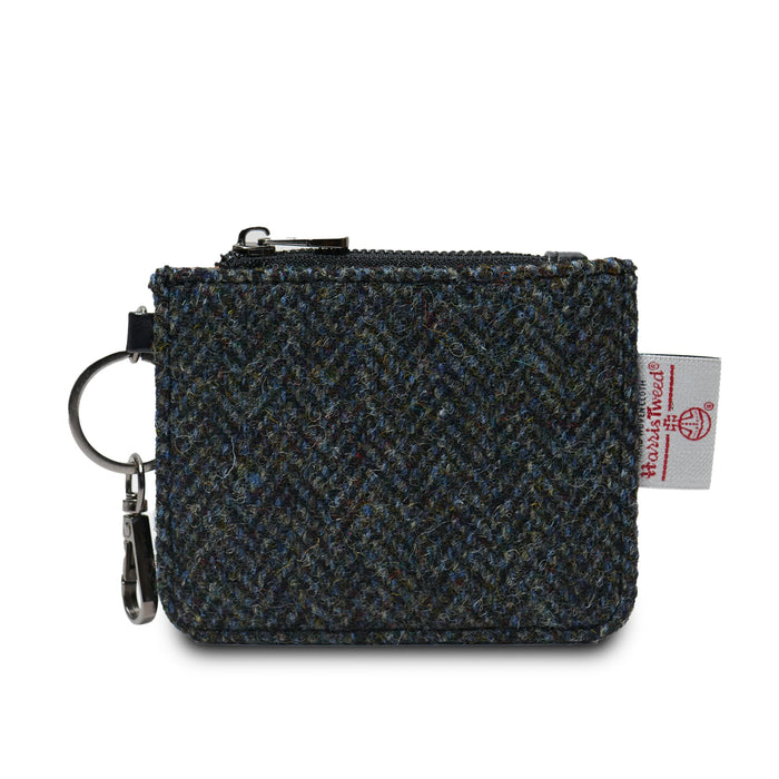 Black & Grey Herringbone Card Zip Wallet with Harris Tweed®
