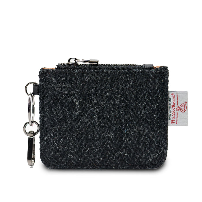 Black Herringbone Card Zip Wallet with Harris Tweed®