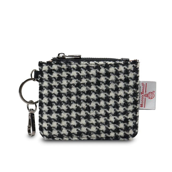 Black & White Dogtooth Card Zip Wallet with Harris Tweed®