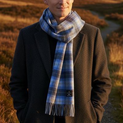 Blue Tartan Lambswool Scarf