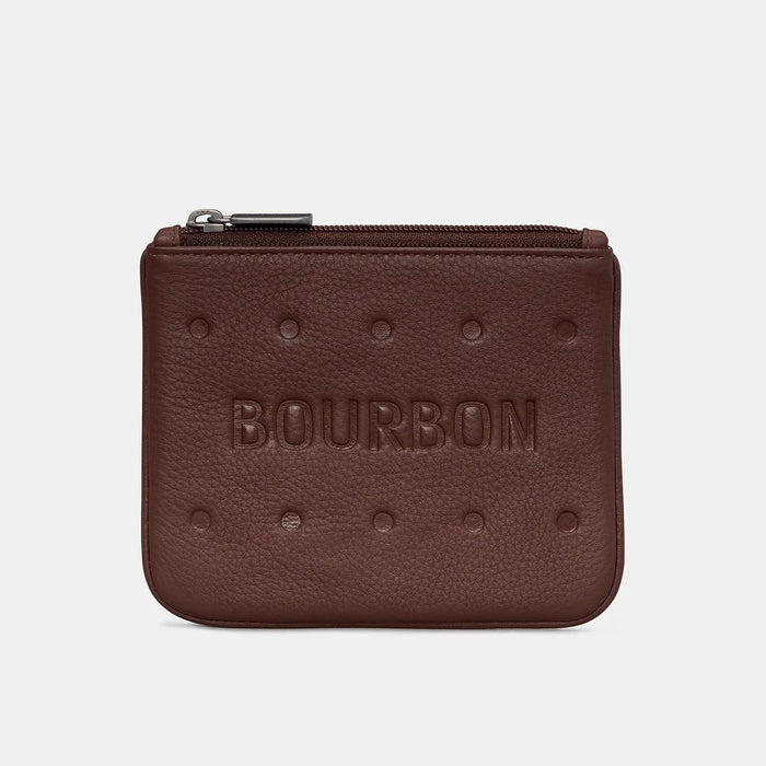Bourbon Biscuit Leather Zip Top Purse