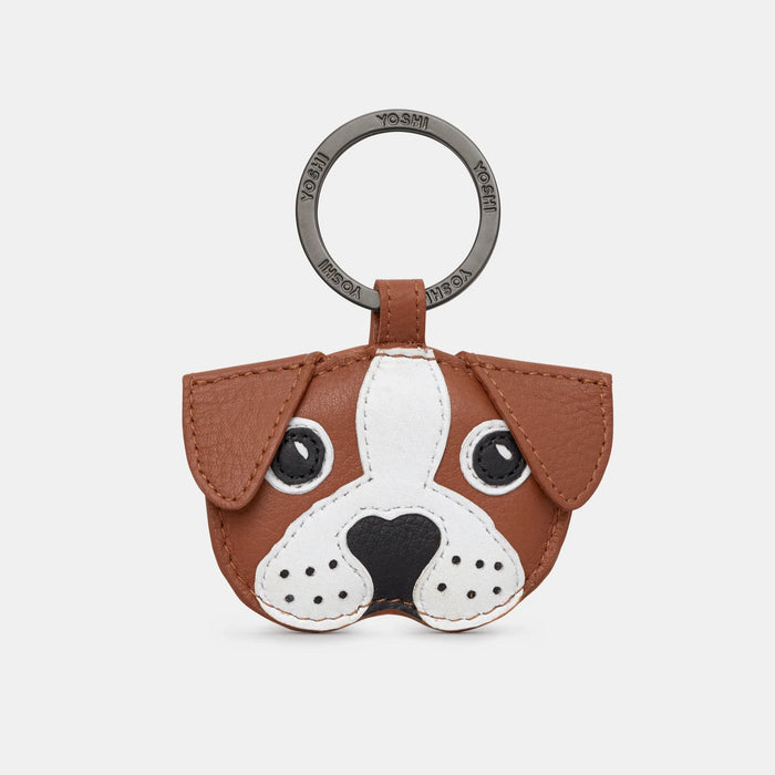 Buddy The Dog Tan Leather Keyring