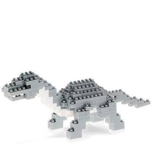 Grey Diplodocus dinosaur toy model built from 138 brick pieces.