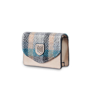 Islander Tartan: Islander tartan card case with Harris Tweed® and a cream vegan leather trim.