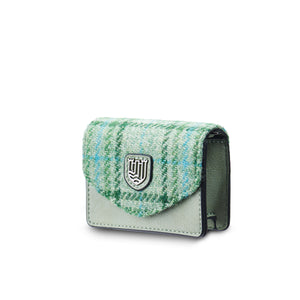 Mint Tartan: Mint tartan card case with Harris Tweed® and a mint vegan leather trim.