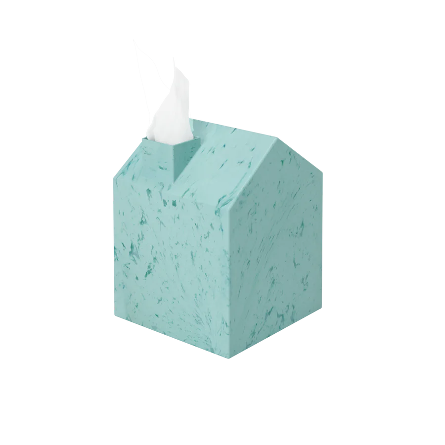 Umbra Casa Ocean tissue cover ocean blue house shape on white background