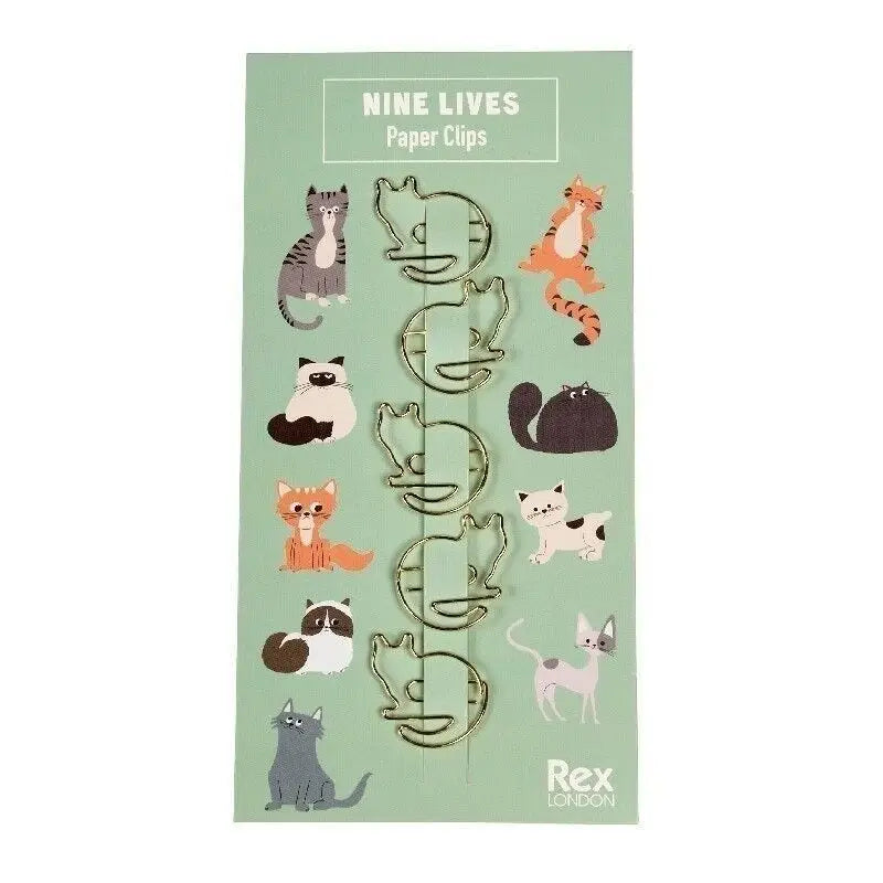 Front packaging of Nine Lives Cat Paper Clips set of 5.