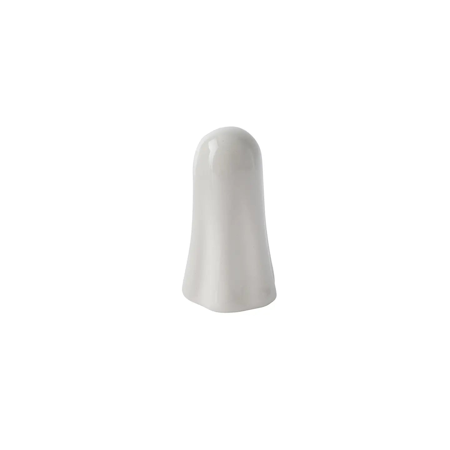 Back view: Smooth white ceramic back of ghost-shaped ornament.