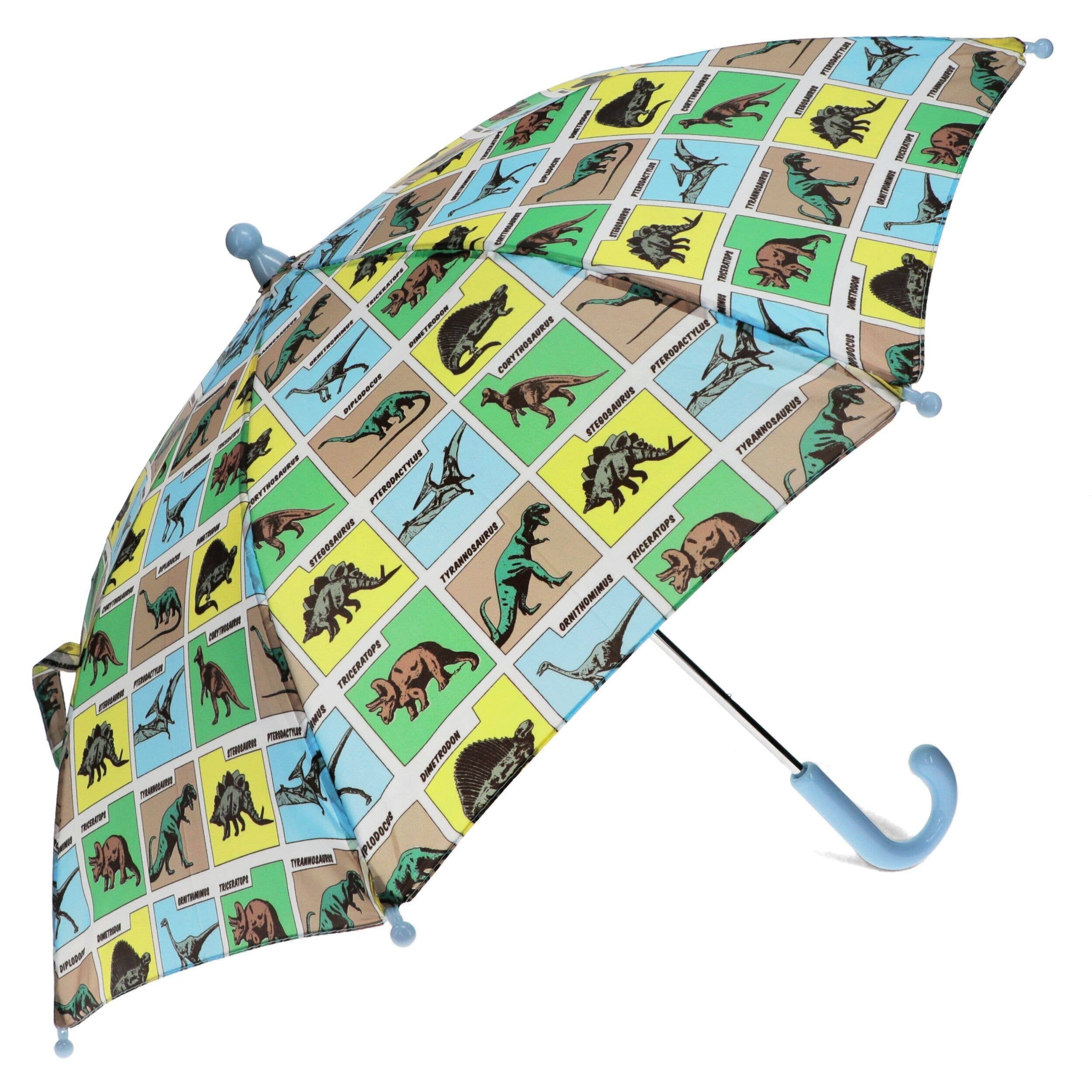 Prehistoric Land dinosaur umbrella open showing colourful pattern