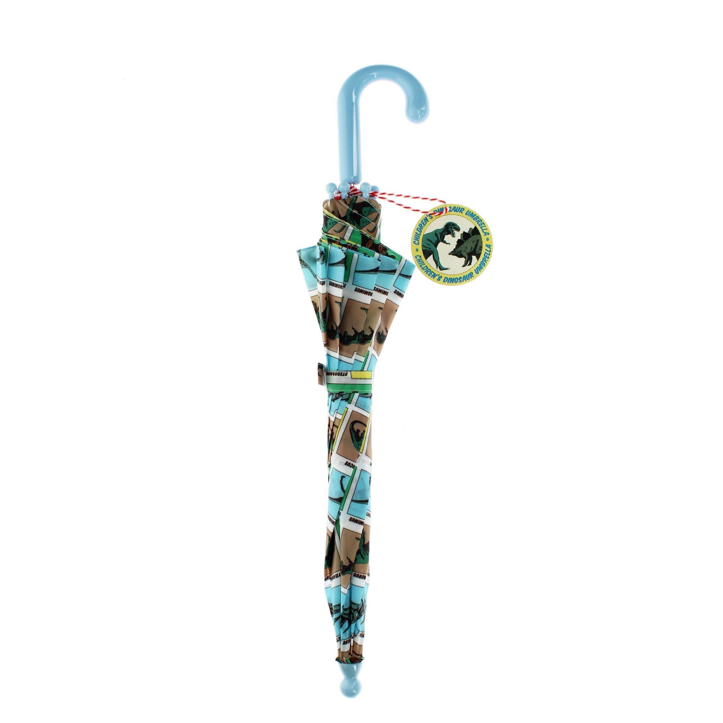 Prehistoric Land dinosaur umbrella closed with swing tag