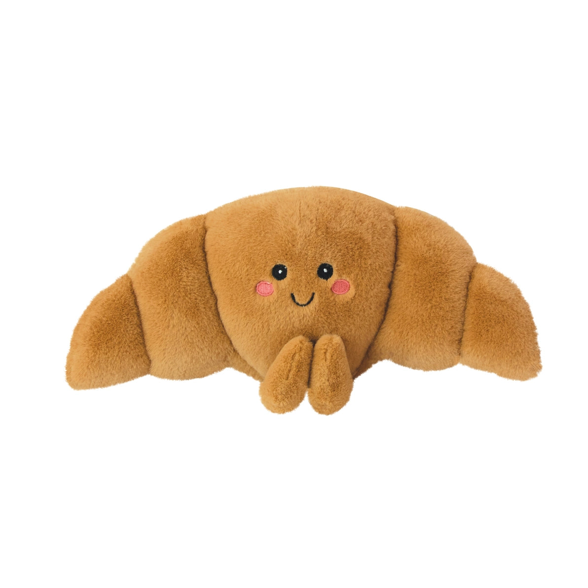 Plush Christoph Croissant Microwavable Hottie with smiling embroidered face and soft brown croissant design.