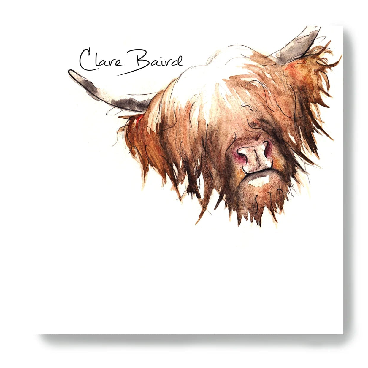 Clare Baird Highland Cow Sticky Notes – Scottish stationery pad featuring watercolour Highland Cow design, 100 sheets.
