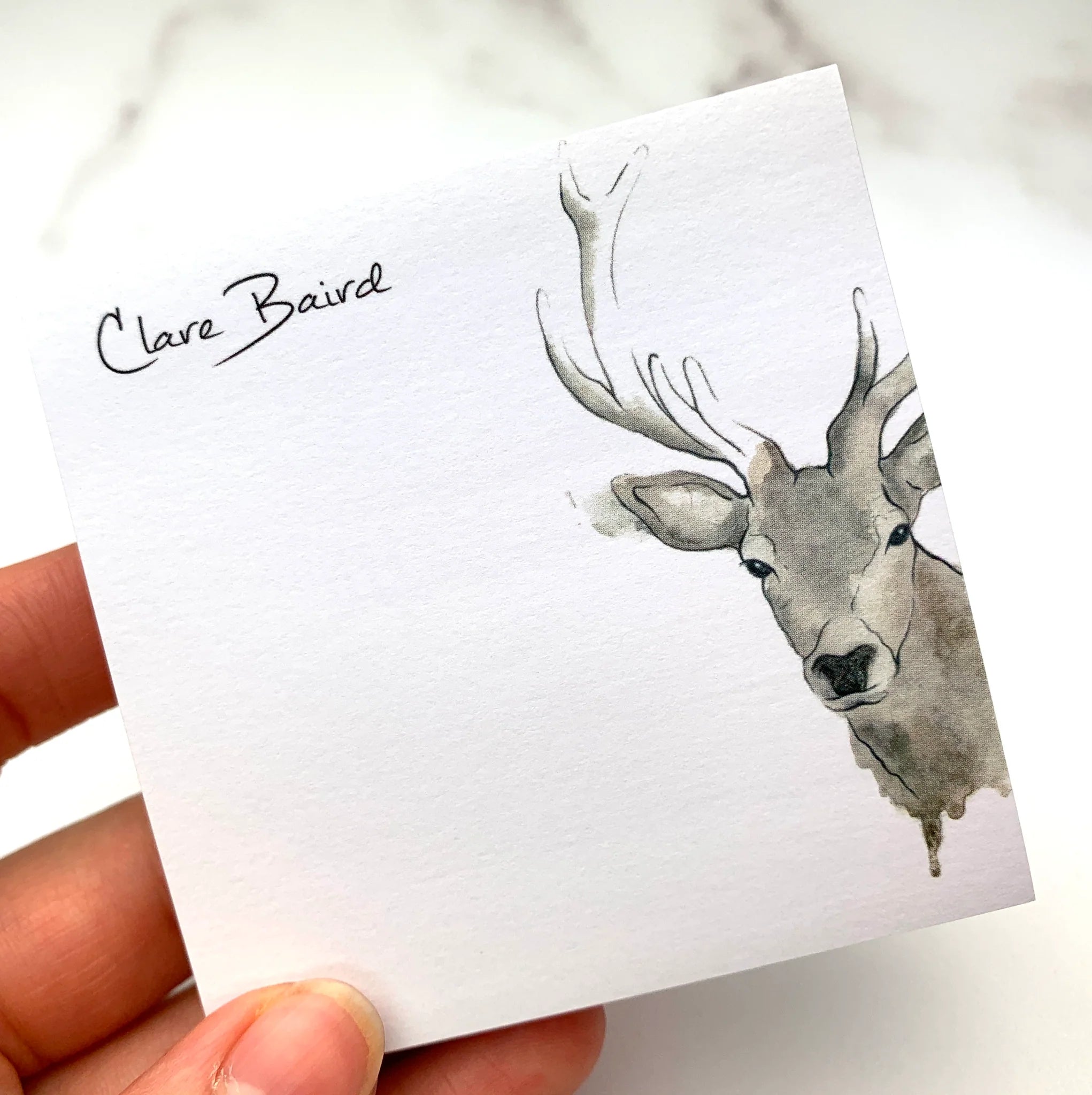 Clare Baird Stag Sticky Notes – elegant stag illustration on Scottish sticky note pad, 100 sheets.