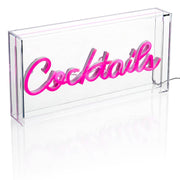 Pink Cocktails Neon LED Acrylic Lightbox on white background.