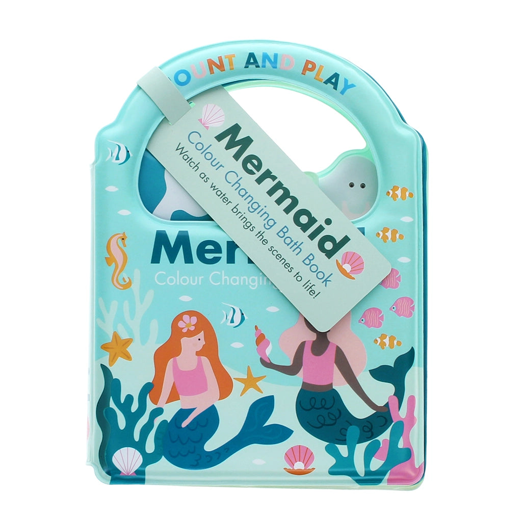 Mermaid Colour Changing Bath Book cover with illustrated mermaids and sea creatures.
