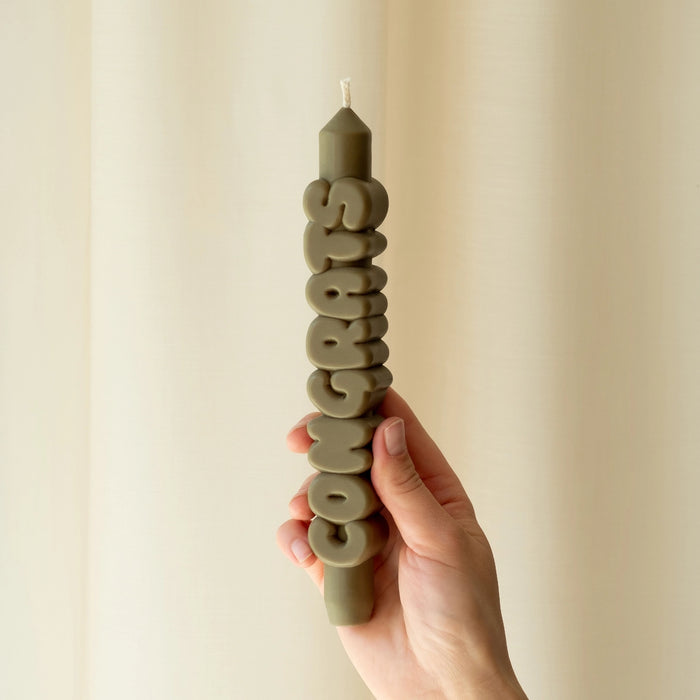 Nine Inch Congrats Candle (Olive Green)
