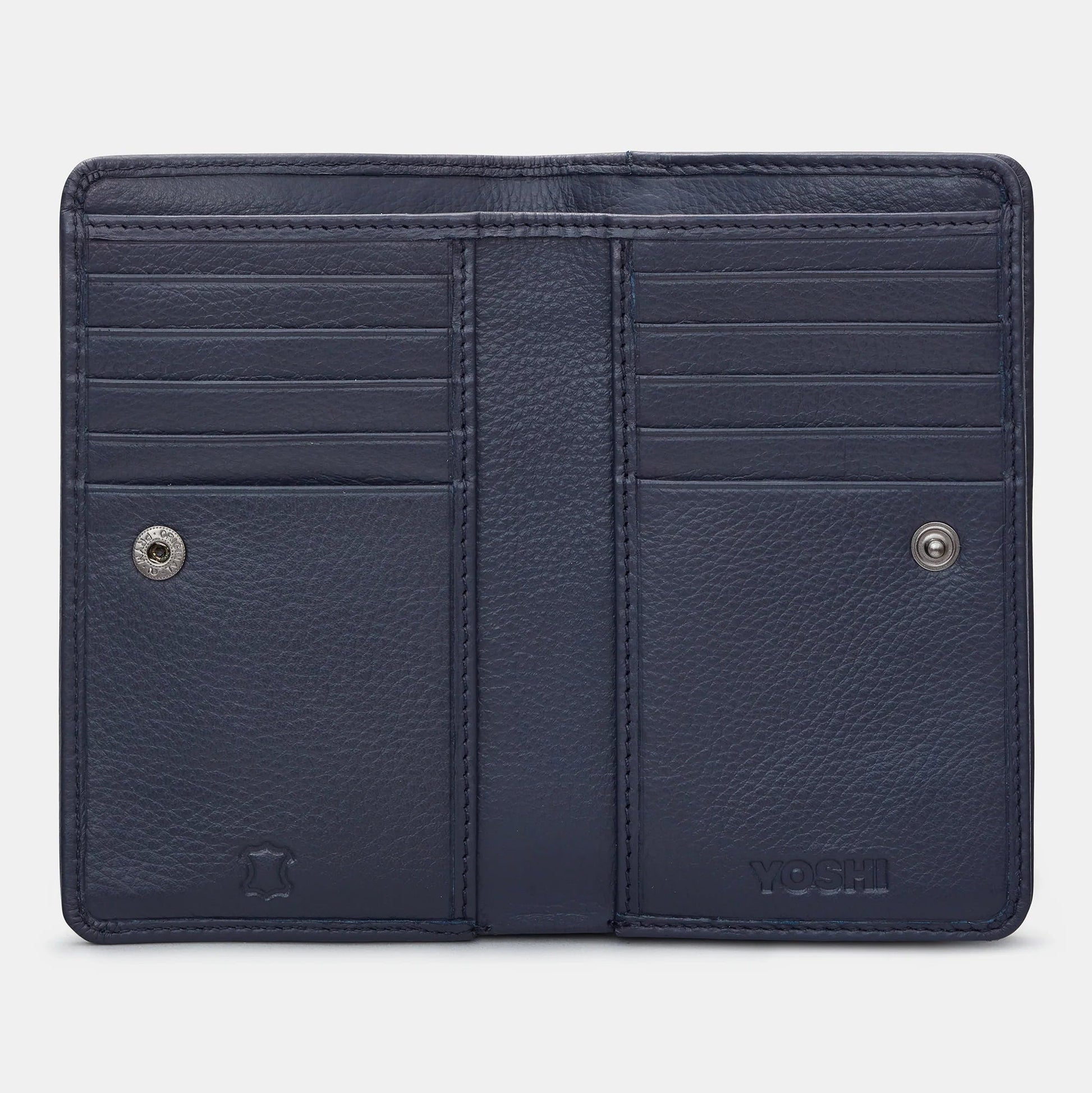 Interior view of Yoshi Cook Bookworm Library Purse showing multiple card slots and note compartments.