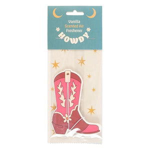 Full view of the cowboy boot air freshener, showing its decorative look and fragrance-enhancing style.