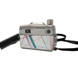 Back view of the flask displaying stylish multicoloured stripes.