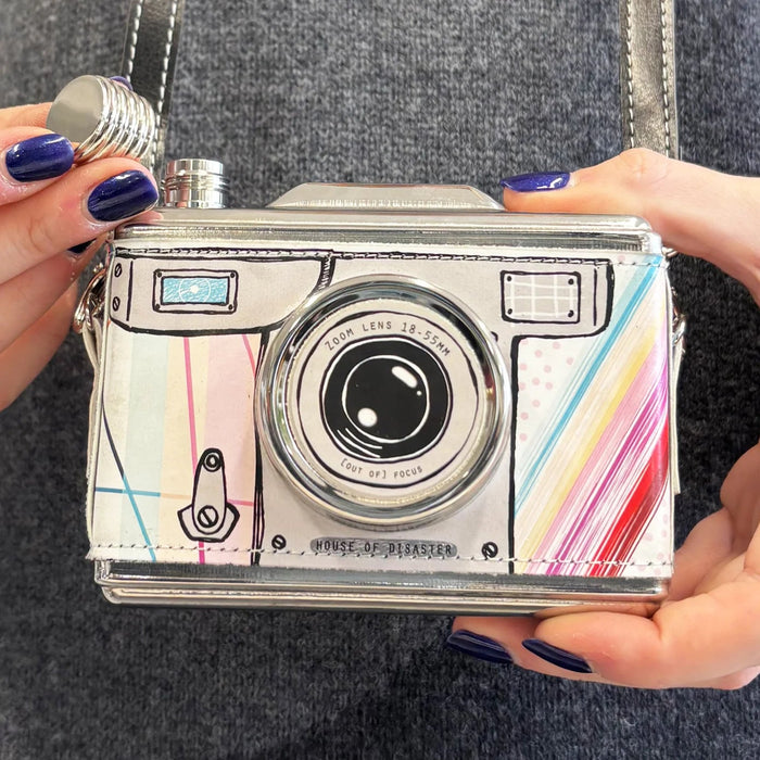 Multicoloured Camera Hip Flask