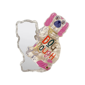 Product photo of open Dog House Dog Rough Compact Mirror revealing mirror and PVC design.
