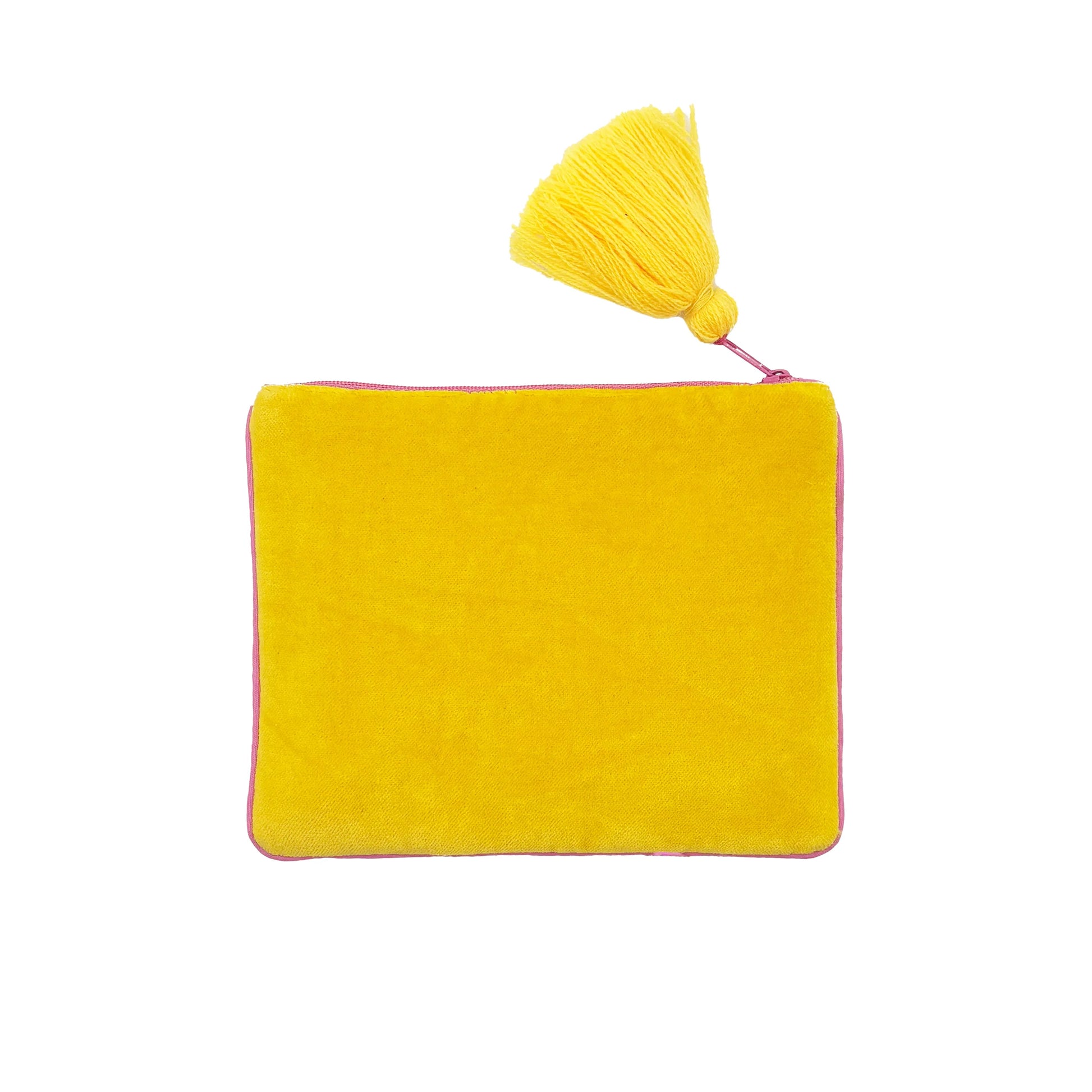 Rear view of pouch showing full velvet back and zip detail.