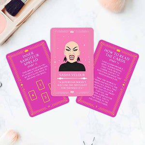 Drag Queen Oracles quote and guidance cards spread out for reading.