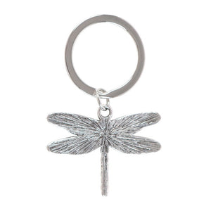 Rear view of Dragonfly Keyring showing the textured metal finish.