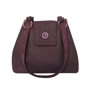 Purple Earth Squared Juniper Anna Bag, demonstrating its comfortable and stylish design.