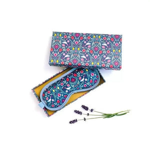 Earth Squared Lavender Eye Mask & Gift Box (Blue Art Deco) with matching giftbox: Super-soft, blue art deco eye mask infused with calming lavender.