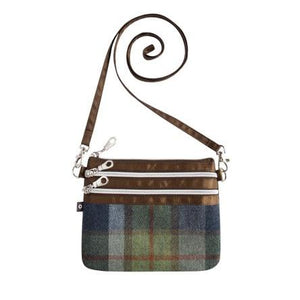 Earth Squared Tweed 3 Zip Pouch Bag: A versatile pouch with a classic tweed pattern.