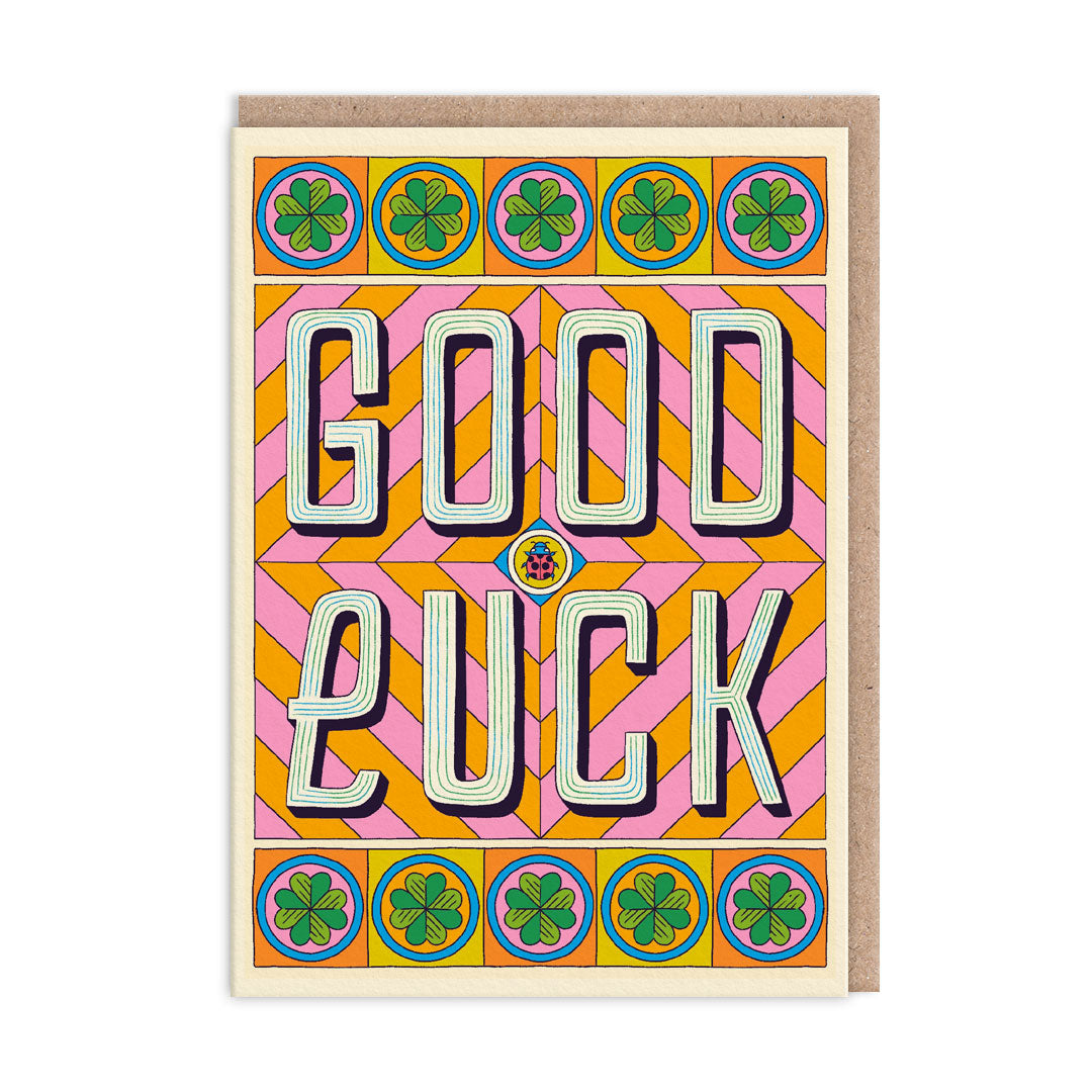 Good Luck Typographic Greeting Card (9829)
