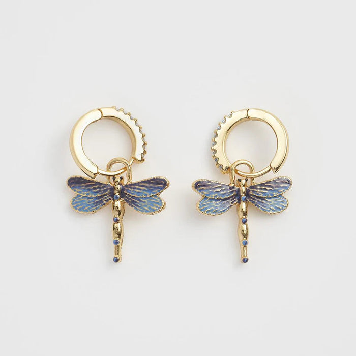 Dragonfly Charm Huggie Earrings